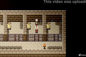 Knightess endures blowbang cum bukkake!