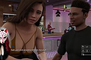 Playful fox in cosplay lifts her skirt for upskirt debauchery in the brothel