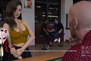 Playful fox in cosplay lifts her skirt for upskirt debauchery in the brothel