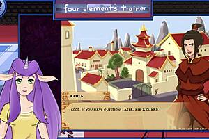 Azula showers in Avatar's Four Elements Trainer, her muscular body rough and pregnant with desire.