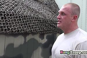 ugh, superior officer tellin soldiers to stick it in the hole at army base