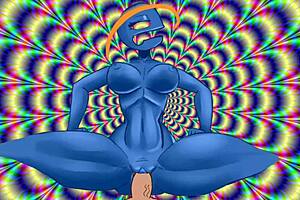psychedelic slut riding cowgirl in anime hentai cartoon