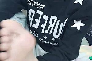 Slim Gay Teen Sucks His Sexy Feet in Foot Fetish Scene.