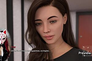 Playful fox in cosplay lifts her skirt for upskirt debauchery in the brothel