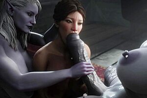 Milf Stunned by Two Huge Cocks in Hot 3D Futa Threesome Animation