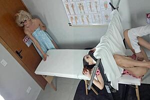 Mother-in-law takes naughty stepdaughter to the gynecologist for an exam
