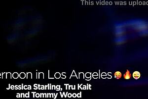 holy crap, jessica starling and tru kait in a wild la threesome with deepthroat action!