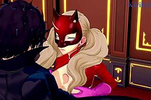 Futaba Sakura, Ann Takamaki, and Ren Amamiya in intense hentai sex with big tits.