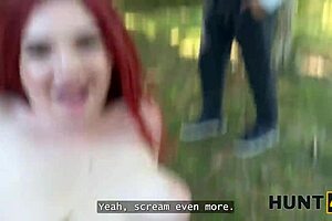 Redhead Whore Demonstrates Sex Skills Publicly Before Boyfriend