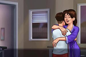 Beautiful Stepmom Debbie Receives Blowjob and Creampie in Kitchen