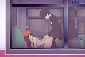 Futaba Sakura, Ann Takamaki, and Ren Amamiya in intense hentai sex with big tits.