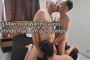 Walter Guess enjoys blowjob with mature gay orgy