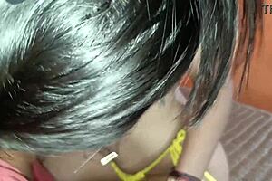 Lesbian step-aunt sucks her step-niece's huge tits and pussy in this real homemade orgasm.