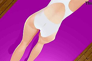 anime girl stretches in yoga exercise