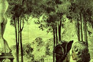 vintage erotic drawings hint at retro anime hentai fantasies with antique charm