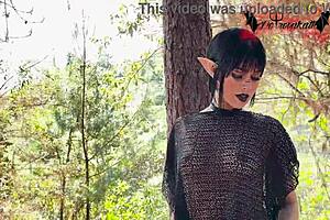 gothic elf masturbating in the forest with doggystyle slut colombian nature tattoo brunette goth masturbation forest whore