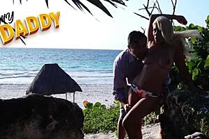 I fucked my friend's girlfriend with her big tits and ass on the beach.