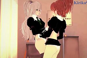 Shizuma hanazono and nagisa aoi share deep emotions in intense lesbian play from strawberry panic hentai