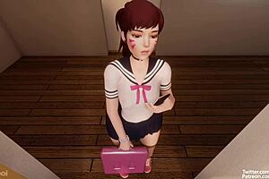 d va gets a blowjob in detention from big ass girl