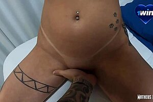 Hot Redhead Neighbor Drinks Milk in Mouth