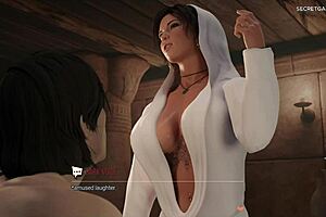 lara croft enjoys a relaxing massage in her adventure