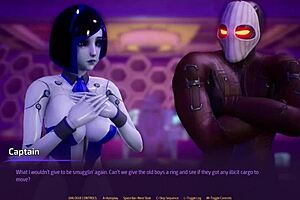 in subverse, the hot robot slut gives a blowjob in space