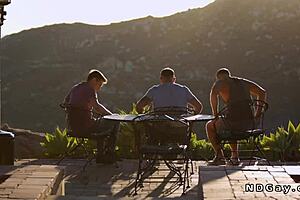 Gay Neighbors Enjoy Threesome Gathering