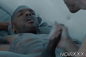 Max Adonis, the tattooed black hunk, anal fucks his muscular lover