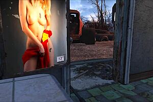 Blonde teen uses dildo in Fallout 4