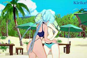 Saint-Germain and Cagliostro engage in intense lesbian futanari sex in Symphogear hentai