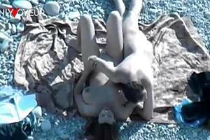 Whoa! Hot Babe with Big Natural Tits Sucks on Public Beach! 😍