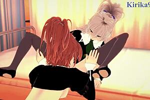 Shizuma hanazono and nagisa aoi share deep emotions in intense lesbian play from strawberry panic hentai