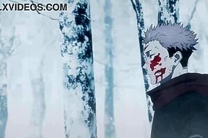 itadori and mahito in skyfall, best quality hentai action.