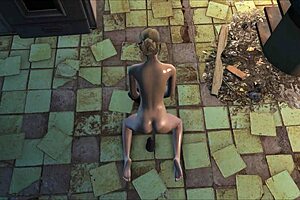 Blonde teen uses dildo in Fallout 4