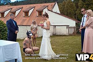 Masked Bride Shows Shaved Pussy At Public Wedding