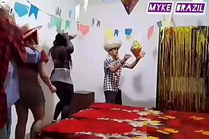 watch fernanda chocolate and nicole romanoff in wild orgy with anal sex at the arraial festival