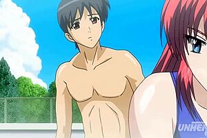 Hentai - Step Siblings Almost Caught in the Pool