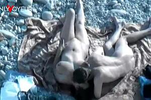 Whoa! Hot Babe with Big Natural Tits Sucks on Public Beach! 😍