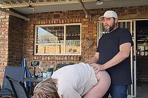 mutual masturbation with the neighbor's wife turns into an outdoor creampie