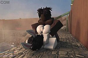 bunny girl bounces hard in rough sex getting creampied