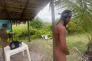 Nudist Beach Fun with Hot Brunette Teens in Wild Action