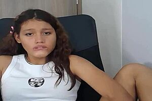 woman 18 explores her pussy with dildo in anime hentai style.