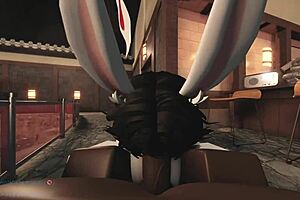 bunny girl bounces hard in rough sex getting creampied