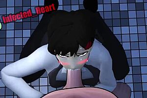 kobeni's sloppy pov blowjob with deepthroat and swallow in anime loop