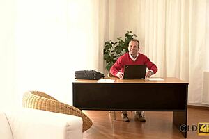 Old4k daddy invites blonde angel Ellen Jess inside for sex.