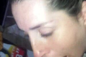 Blonde slut gives deepthroat blowjob, swallows cum in anime hentai style.