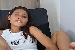 woman 18 explores her pussy with dildo in anime hentai style.