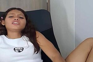 woman 18 explores her pussy with dildo in anime hentai style.