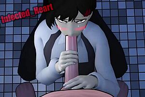 kobeni's sloppy pov blowjob with deepthroat and swallow in anime loop