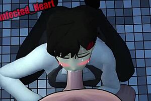 kobeni's sloppy pov blowjob with deepthroat and swallow in anime loop